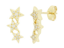 Load image into Gallery viewer, 14K YELLOW GOLD DIAMOND STAR CLIMBER EARRING