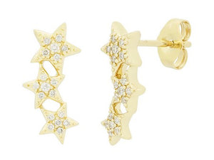 14K YELLOW GOLD DIAMOND STAR CLIMBER EARRING